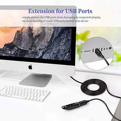 Extra Long USB Extension - 16Ft (5M) USB 2.0 A Male to A Female Cable for Flash Drive, Hard Drive, Keyboard, Mouse, Printer, Camera - Black - color: Black, size: 16 feet