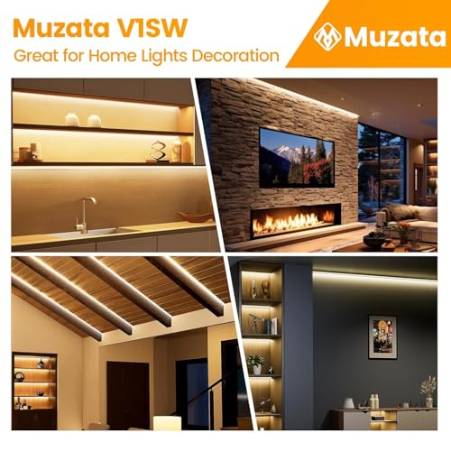 Muzata 20Pack 6.6FT/2M V Shape LED Channel Silver Aluminum LED Strip Diffuser Channel with Milky White Cover Frosted Corner Lighting Easy Installation V1SW WW 2M - size: 2M 20P