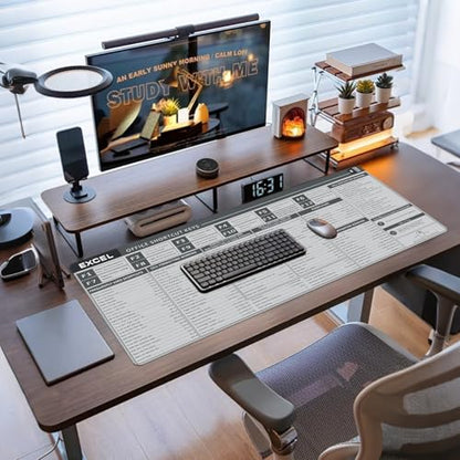 Baziabbo Office Desk Mat, Excel Cheat Sheet Keyboard Mat, Excel Shortcut Desk Pads,Non-Slip Excel Mousepad with Stitched Edges for Computer (Sheet Grey) - color: Sheet Grey
