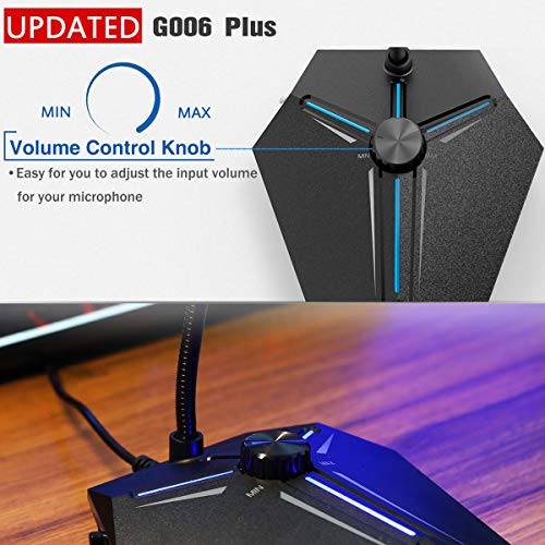 CMTECK Computer Microphone, G006Plus USB Desktop Condenser PC Laptop Mic, Mute Button with LED Indicators, Compatible with Windows/Mac (with Volume Knob) - color: with volume control