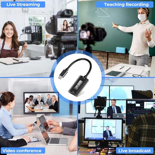 GUERMOK Video Capture Card, USB3.0 HDMI to USB-C Capture Device, Stream & Record at 2K@30FPS 1080P@60FPS, Compatible with Mac OS Windows, Quest 3, OBS, Zoom, PS5/4, Switch, Xbox (Black) - color: Black