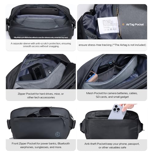 ULANZI Camera Sling Bag, Water-Resistant Camera Case with Tripod Holder, DSLR/SLR/Mirrorless Camera Bags Crossbody for photographers - Black - size: 10L