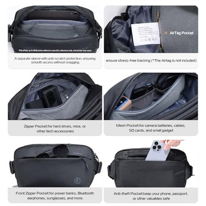 ULANZI Camera Sling Bag, Water-Resistant Camera Case with Tripod Holder, DSLR/SLR/Mirrorless Camera Bags Crossbody for photographers - Black - size: 10L