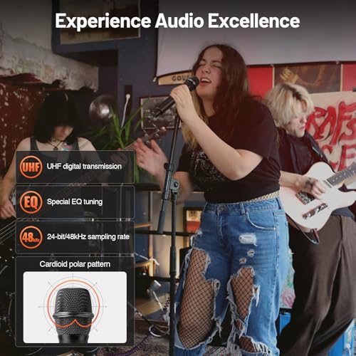 MELONARE 4-Channel Wireless Microphone System, UHF Compact Cordless Mic Set w/ 4x10 Frequencies, 200ft Range, Dynamic Handheld Microphone for Singing, Karaoke, Church, DJ, Wedding (MWM-41-4H) - size: 4 Handheld Mics