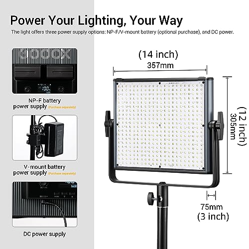 Godox LDX50Bi 14'' Bicolor LED Video Light, 65W 2800K-6500K LED Panel Light with 600 LED Beads 11 FX Effects CRI/TLCI 96+ 9200Lux Dimmable 0-100% Studio Soft Lights for Photography