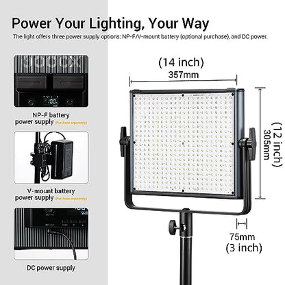 Godox LDX50Bi 14'' Bicolor LED Video Light, 65W 2800K-6500K LED Panel Light with 600 LED Beads 11 FX Effects CRI/TLCI 96+ 9200Lux Dimmable 0-100% Studio Soft Lights for Photography