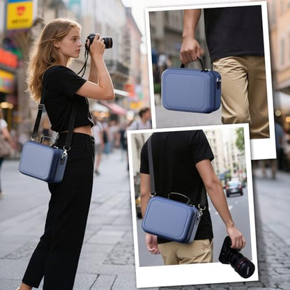 ProCase Hard Shell Camera Case for Canon Rebel T7/EOS R100/R50/DSLR/SLR/Nikon/Sony/Mirrorless Cameras, Soft Padded Digital Camera Travel Bag with 1 Shoulder Strap and 3 Adjustable Dividers -Navy - color: Navy