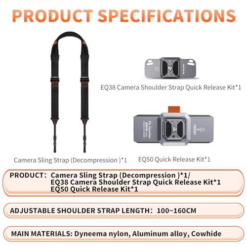 Camera Quick Release Plate Kit, Anti-Loose, Compatible with Arca Swiss Plate, for Manfrotto 501 Camera Tripod Head Adapter and Camera Shoulder Strap