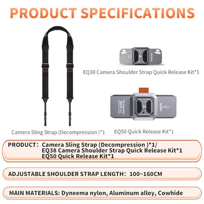 Camera Quick Release Plate Kit, Anti-Loose, Compatible with Arca Swiss Plate, for Manfrotto 501 Camera Tripod Head Adapter and Camera Shoulder Strap