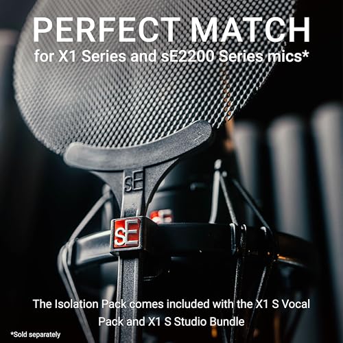sE Electronics Isolation Pack with Integrated Metal Microphone Pop Filter & Microphone Shock Mount - Compatible with sE X1 Series or sE2200 Series Mics