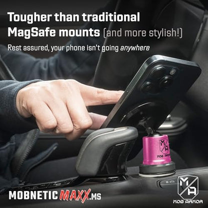Mob Armor MobNetic Maxx MS - MagSafe Compatible Car Phone Mount w/ 90º Tilt, 360º Rotation & Durable Aluminum Build, Magnetic Holder for iPhone & Android Devices, USA Assembled - Pink - color: Pink