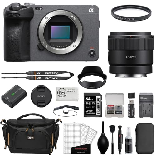 Sony FX30 Digital Cinema Camera Bundle with Sony E 11mm f/1.8 Lens + UV Filter + 64GB Memory Card + Battery Charger + Memory Card Reader + Camera Bag + Cleaning Kit + Cloth (12 Items) - size: w/ 11mm F1.8 Lens