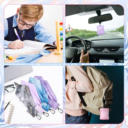 Copkim 10 Pcs Microfiber Cleaning Cloth with Open Pouch and Hanging Ring Cute Marble Design Microfiber Cloth Soft Glasses Cleaner Cloth for Eyeglasses Camera Lens Cell Phone Screens Glasses, 6'' x 7''