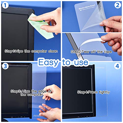 Zonon 2 Pieces Monitor Memo Board, Memo Boards for Computers Transparent Acrylic Monitor Side Panel Office Desk Accessories Desktop Computer Sticky Note Holder for Office Home Work Desk