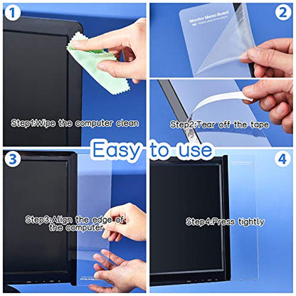 Zonon 2 Pieces Monitor Memo Board, Memo Boards for Computers Transparent Acrylic Monitor Side Panel Office Desk Accessories Desktop Computer Sticky Note Holder for Office Home Work Desk