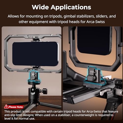 SmallRig Quick Release Adapter for SmallRig Quick-Release Mobile Phone Cage Series, for Tripods, Gimbal Stabilizers, Sliders, and Other Equipment with Tripod Heads for Arca-Swiss - 4609