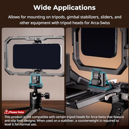 SmallRig Quick Release Adapter for SmallRig Quick-Release Mobile Phone Cage Series, for Tripods, Gimbal Stabilizers, Sliders, and Other Equipment with Tripod Heads for Arca-Swiss - 4609