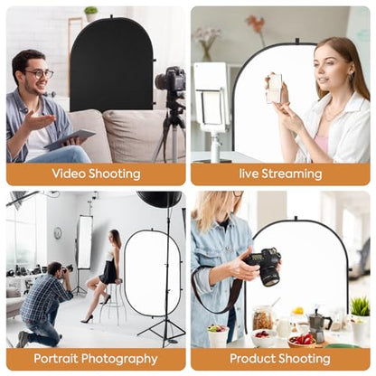 3x5ft/1x1.5m White Black Photo Backdrop, Double-Sided Pop Up Photography Background with Carry Bag Reversible Collapsible Backdrops for Photoshoot TikTok YouTube Video Live Streaming - color: Black/White, size: 3 x 5 ft