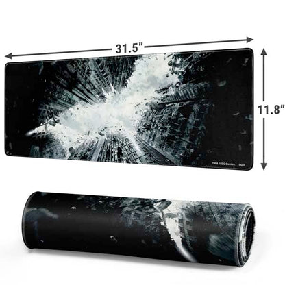 Skinit 35.75” x 15.4” Batman Dark Knight Rises Gaming Mouse Pad, Extra Large Extended Desk Mat, Anti-Slip Rubber Base, Smooth Low-Friction Surface, Precision Stitched Edges - color: Black - BATMNX07, size: 31.5" x 11.8"