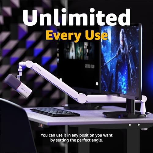 IXTECH Mic Arm White Premium Boom Arm 360° Rotatable Microphone Arm Stand with Desk Mount Fully Adjustable Sturdy and Universal VALIANT WHITE Model - color: 4 VALIANT WHITE