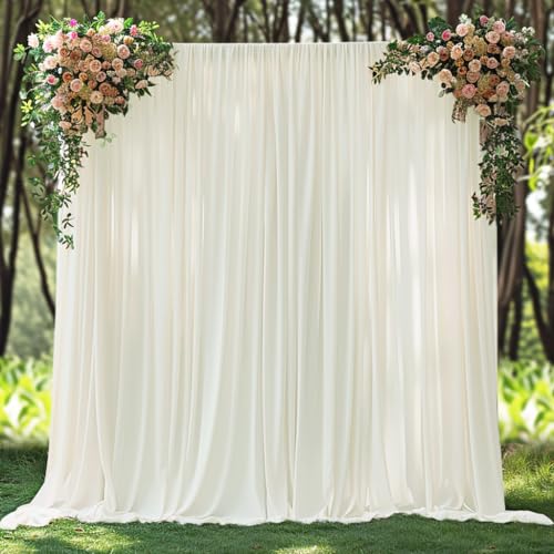 10x10ft Wrinkle Free Ivory Backdrop Curtain for Parties Soft Fabric Drapes Wedding Ivory Curtain Backdrop for Birthday Party Decorations Background for Photography 5x10ft,2 Panels - color: Ivory, size: W5' X H10'(2 Panels)
