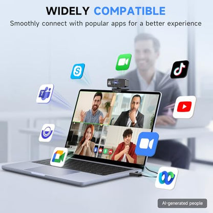 PHILIPS 4K Webcam for PC with Microphone, Computer Camera for Meetings with Privacy Cover, Plug & Play USB Web cam for Laptop, Desktop, Zoom, Teams, Skype, Video Conferencing, Streaming - Black