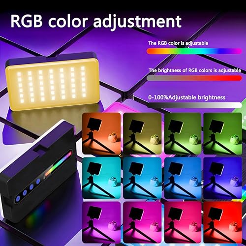 Clip-On Selfie Light, 138 LED, CRI 95+2000mAh, Portable, 3 Light Modes+RGB, with Cold Shoe Mount & Camera Tripod, for Phone iPhone Cameras Webcam Laptop Computer Photography Live Streaming (M140-RGB)