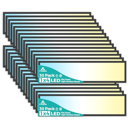 1x4 LED Flat Panel Light Surface Mount 50W 5500LM 30Pack Black | TRIAC Dimmable LED Ceiling Light, Selectable 3000K/4000K/5000K, 120V, for Garage, Kitchen, Office, Commercial Use - color: Black, size: 1x4FT 30PACK