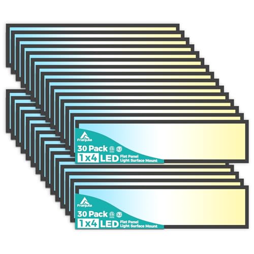 1x4 LED Flat Panel Light Surface Mount 50W 5500LM 30Pack Black | TRIAC Dimmable LED Ceiling Light, Selectable 3000K/4000K/5000K, 120V, for Garage, Kitchen, Office, Commercial Use - color: Black, size: 1x4FT 30PACK