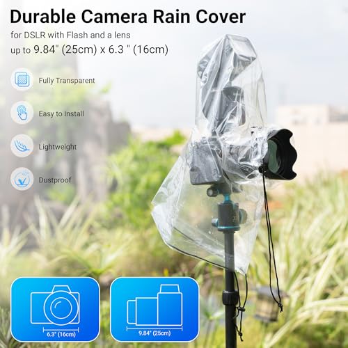 2 Pack Camera Rain Cover with Flash Clear Dust Proof Sleeve Protection for Canon EOS 4000D 1200D 90D 80D 77D 70D 5D 6D 7D Mark II R10 R7 R5 R6 Rp R Rebel T8i T7i T7 T6i SL3 SX70 SX60 HS - color: for Camera w Flash
