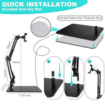 Hivexagon Magnetic Overhead Phone Stand - Articulating Arm Stand with Base, 360 ° Multi Angle Adjustable, Equipped with Phone Specific Clip