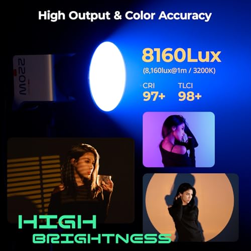 SMALLRIG RC 220C RGB COB LED Video Light Bowens Mount, 200W 36000 Full-Color Video Light 2700-10000K, CRI97+/TLCI98+, Support Wireless Power Supply, App Control, for Photography and Photo Studio - color: RGB