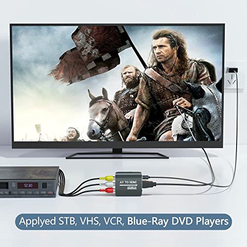 RCA to HDMI Converter,AV to HDMI for Xbox,PS One,PS2,PS3,N64,Wii,VCR,VHS,STB,Blue-Ray DVD Players,TV, Support 720p,1080p - style: Video Converter with Male RCA and HDMI Cables