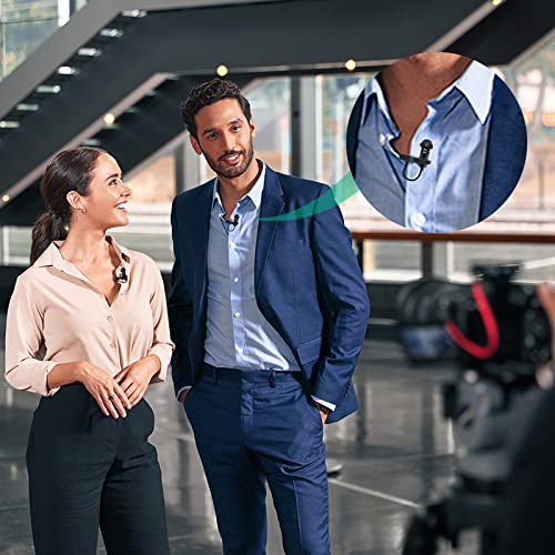 2 Pack Lavalier Microphone Compatible with DJI Mic 2 & Rode Wireless Pro/Wireless GO 2 / II Transmitters - Omnidirectional Lav Lapel Wearable Mic for Vlog Interview Streaming Lectures Broadcasters - color: Regular Version