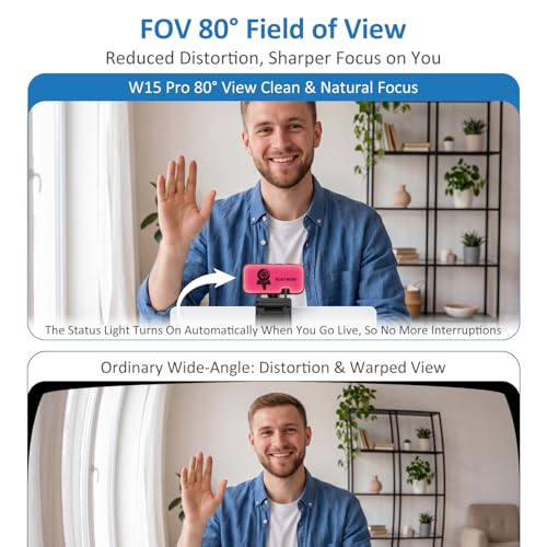 4K Webcam for PC, AutoFocus Webcam with Light for Desktop Computer | Web Camera with Microphone, FOV 80° USB Plug and Play Laptop Web Cam for Live Streaming, Online Teaching, Meetings - color: Black+White