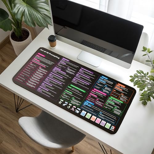 AI Prompts Desk Mat | How to Write an Effective Prompt Using Chatgpt, Copilot Cheat Sheet Large Desk Pad for Keyboard and Mouse | Chat GPT Prompts Mouse Pad 16x32 in - size: 16" × 32"