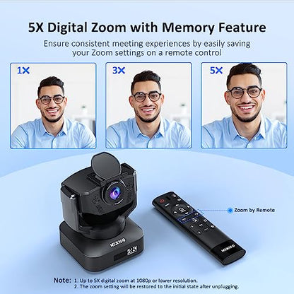 NexiGo Zoom Certified, N990 (Gen 2) 4K PTZ Webcam, Video Conference Camera System with 5X Digital Zoom, Sony_Starvis Sensor, Position Preset, Dual Stereo Mics, 3.5mm Audio Jacks for External Mics - style: PTZ Webcam 4K