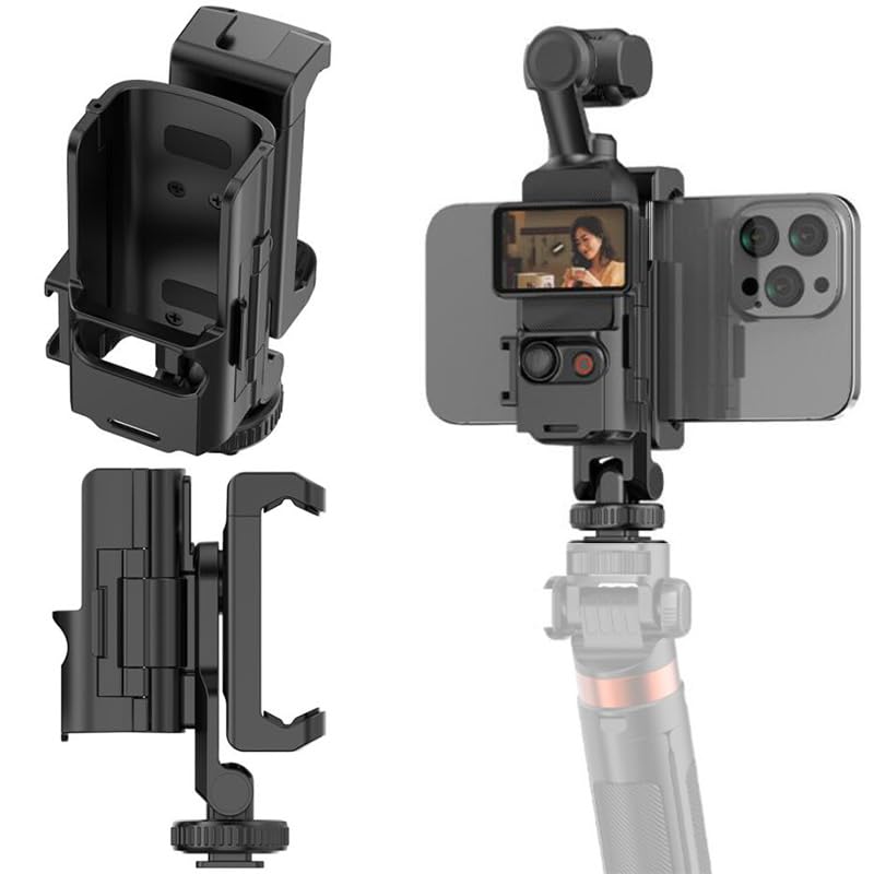 Coyktonty Phone Holder Set for DJI OSMO Pocket 3/Pocket 4 with 1/4 Threaded Hole and Cold Shoe Groove Attaches to tripods, Selfie Sticks, Fill-in Lights.