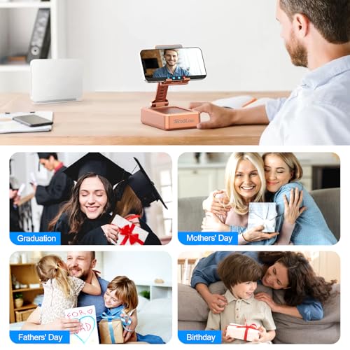 TechGlow Gifts for Men Women Foldable Cellphone Stand with Bluetooth Speaker and Charging Function Birthday Gift Idea for Mom Dad Cool Gadget Tech Gifts-Rose Gold - color: Rose Gold