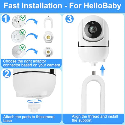 Flexible Baby Monitor Mount for HelloBaby HB6550/Pro/HB6560/HB6240/HB65/HB6351/HB6339/ HB66 Baby Camera Mount Adjustable Long Gooseneck Bracket, Baby Monitors Holder No Tools or Wall Damage (20 inch) - size: Flexible Mount