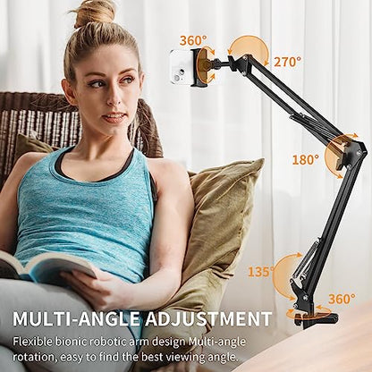Phone Holder for Desk, Phone Holder for Bed with Adjustable Clamp Clip, Flexible Phone Stand Lazy Bracket Mount Long Arms Clamp for iPhone, Samsung, Google Pixel, Moto (Black)