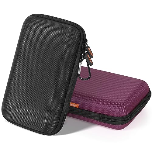 Shockproof Hard Shell Carrying Case, 2 Colors | Larger Capacity Storage Pouch, For GPS, External Hard Drive, Power Bank, Charger, Cable - color: Z Black and Deep Purple
