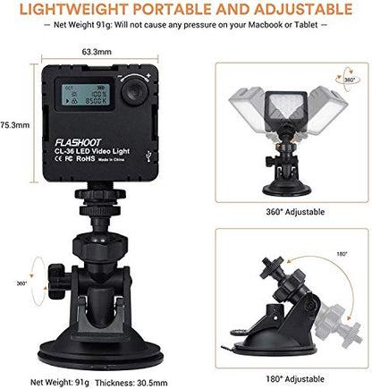 CL-36 Video Conference Lighting Kit,Mini LED Video Light for Remote Working,Video Conferencing,Zoom Calls, Broadcast, Live Streaming,Adjustable Laptop Video Light with Suction Cup
