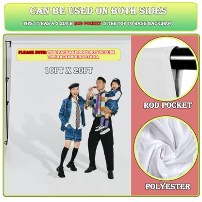 White Backdrop 10x20ft, Wedding, Birthday Party, Photography Studio, Polyester, White - color: white backdrop, size: 10x20ft