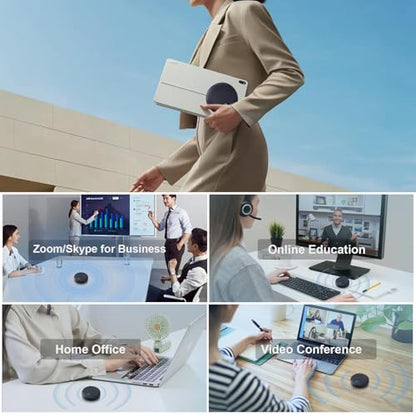 Conference Speaker and Microphone, 10 AI Mics 360° Voice Pick Up & Noise Reduction, USB Speakerphone for 10-15 People Conference Room, Compatible with Multi-Leading Platforms, Zoom, MS Team - color: Black