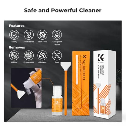 K&F CONCEPT 24mm Full Frame Sensor Cleaning Swab*6 + 20ml Sensor Cleaner, DSLR SLR Digital Camera CMOS and CCD Sensor Cleaning Swab Kits for Nikon Sony Canon Camera Clean - size: 24mm