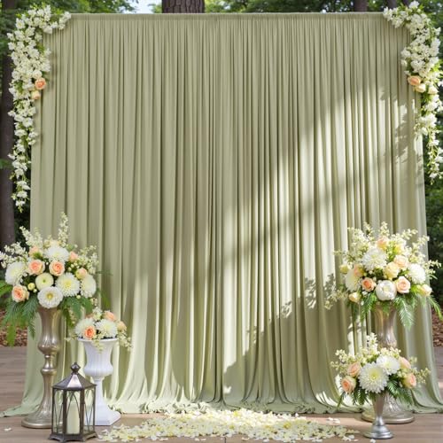 10ft x 10ft Wrinkle Free Sage Green Backdrop Curtains for Parties, Polyester Photo Backdrop Drapes 2 Panels 5x10ft for Wedding Birthday Party Photography Background Photoshoot - color: Sage Green, size: 10ftx10ft