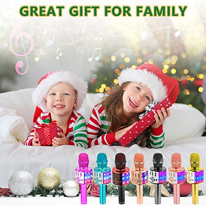 Amazmic Kids Karaoke Microphone Machine Toy Bluetooth Microphone Portable Wireless Karaoke Machine Handheld with LED Lights, Gift for Children Adults Birthday Party, Home KTV(Black Red) - color: Black Red