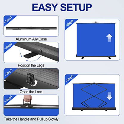 Emart 77in x 92in Collapsible Blue Backdrop Retractable Chromakey Photo Background with Solid Aluminium Base, Auto-Locking Frame, Wrinkle- Resistant Fabric for Video Studio, Live Game,Streaming - color: Blue, size: 77x92in