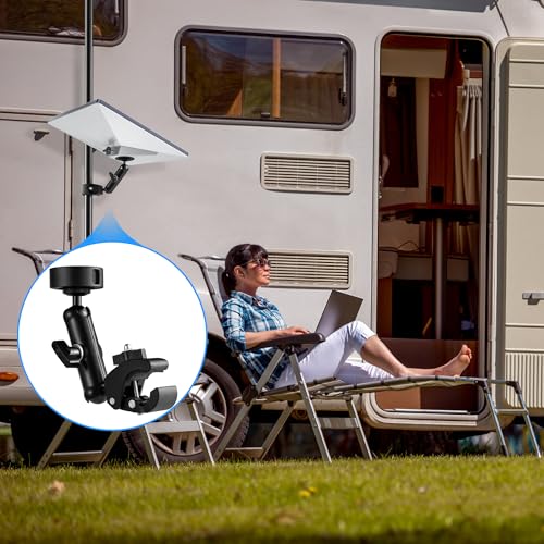 for 2026/2025 Starlink Mini Clamp Mount and 2024 Pipe Adapters, Born for Starlink Mini Pipe Adapter and Flat Mount for RV/Pole/Yacht/Camper/Guardrails, 2 in 1 Design